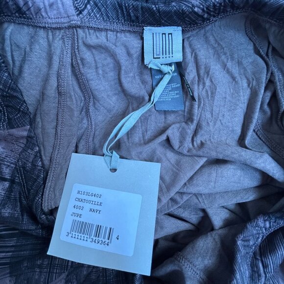 Lunn Women's Catouille Graphic Bubble Skirt Navy Size 4 Elastic Waist Midi New - Picture 3 of 7